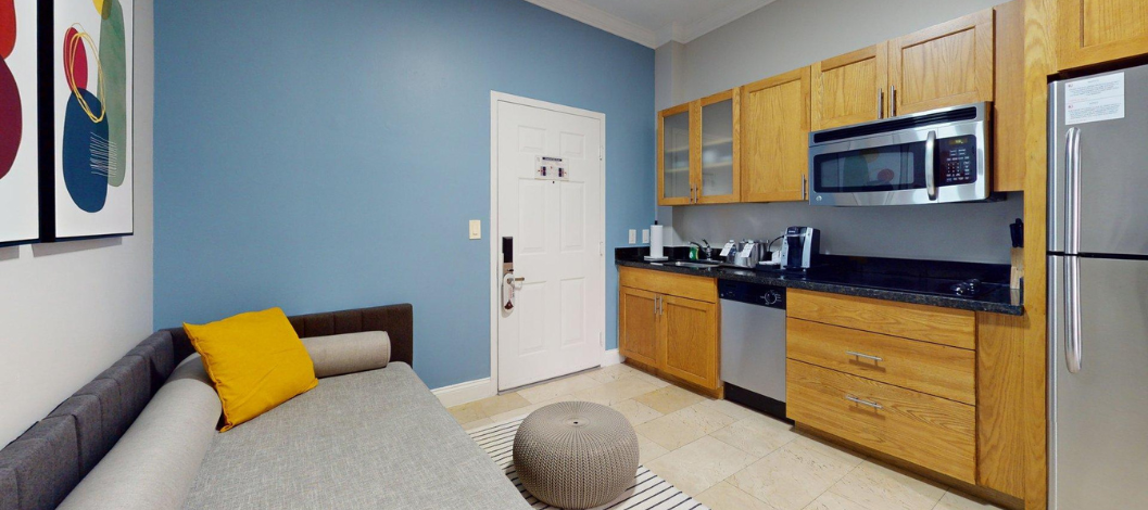 Executive king suite living room and kitchen