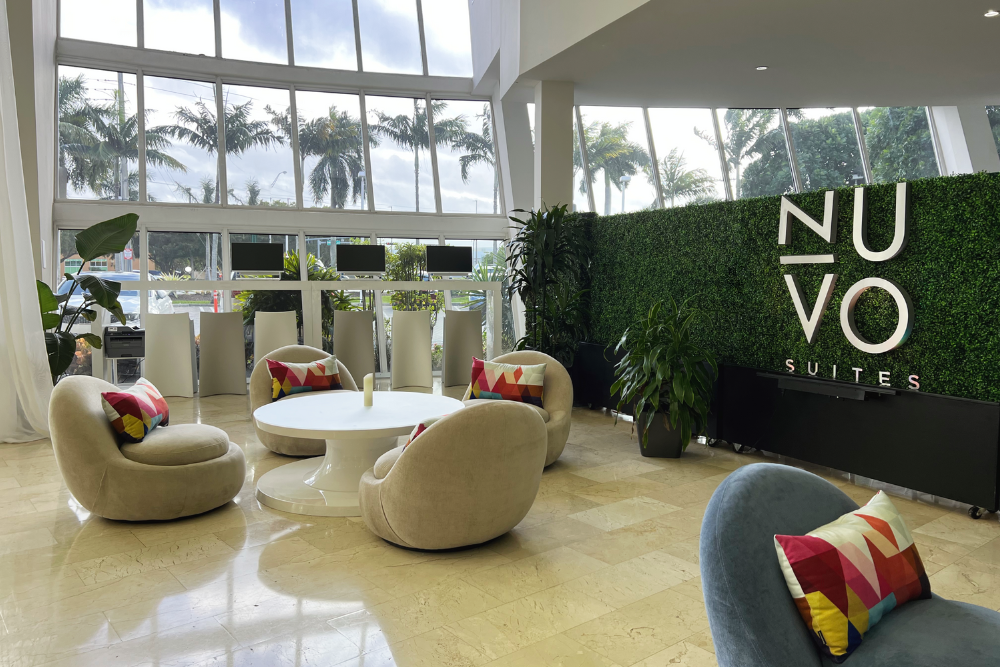 Nuvo suites new lobby with computer station, business center