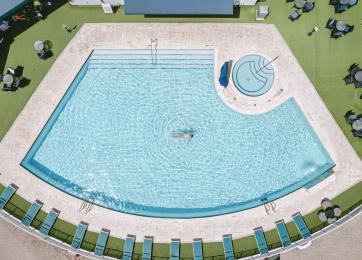 Rooftop pool from sky view